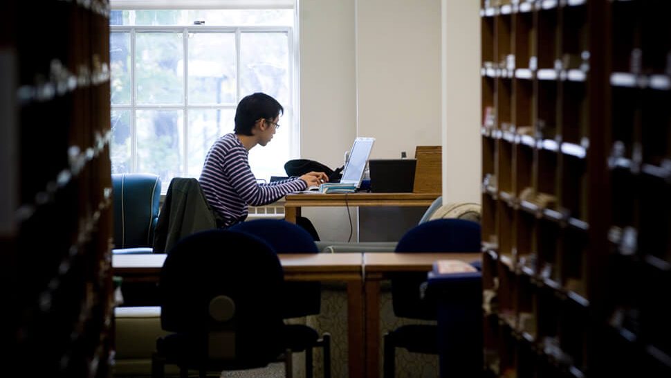 Student working in library