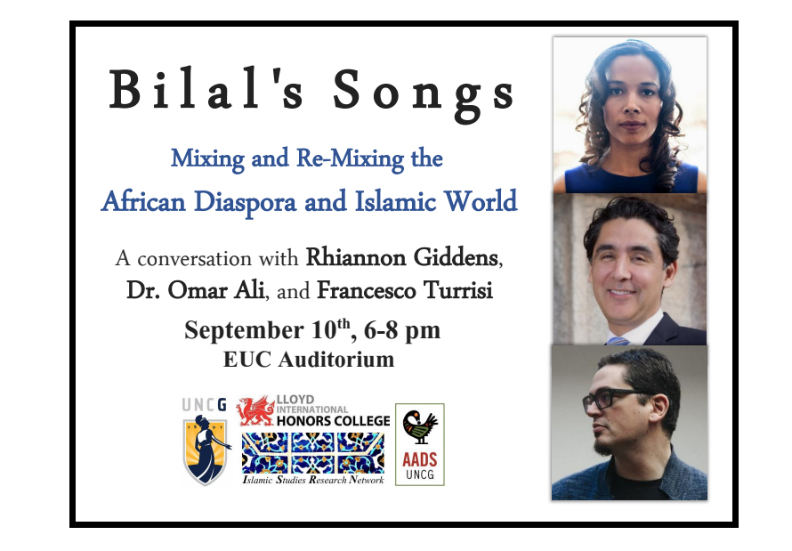 flyer with text reading Bilal's Songs
