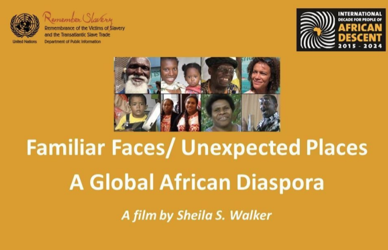 flyer with text reading familiar faces/unexpected places a global african diaspora