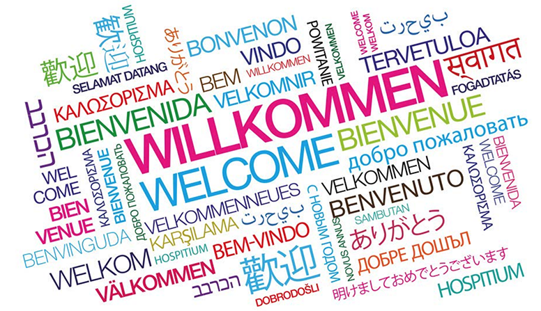 word collage of welcome in different languages