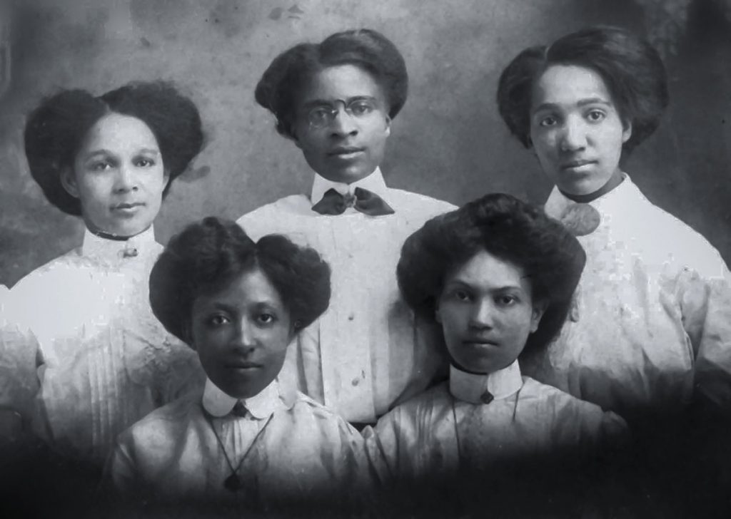 Dr. Charlotte Hawkins Brown (center) is photographed in 1907 with four of Palmer Memorial Institute’s first teachers