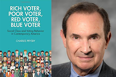Rich Voter, Poor Voter book cover and prysby headshot