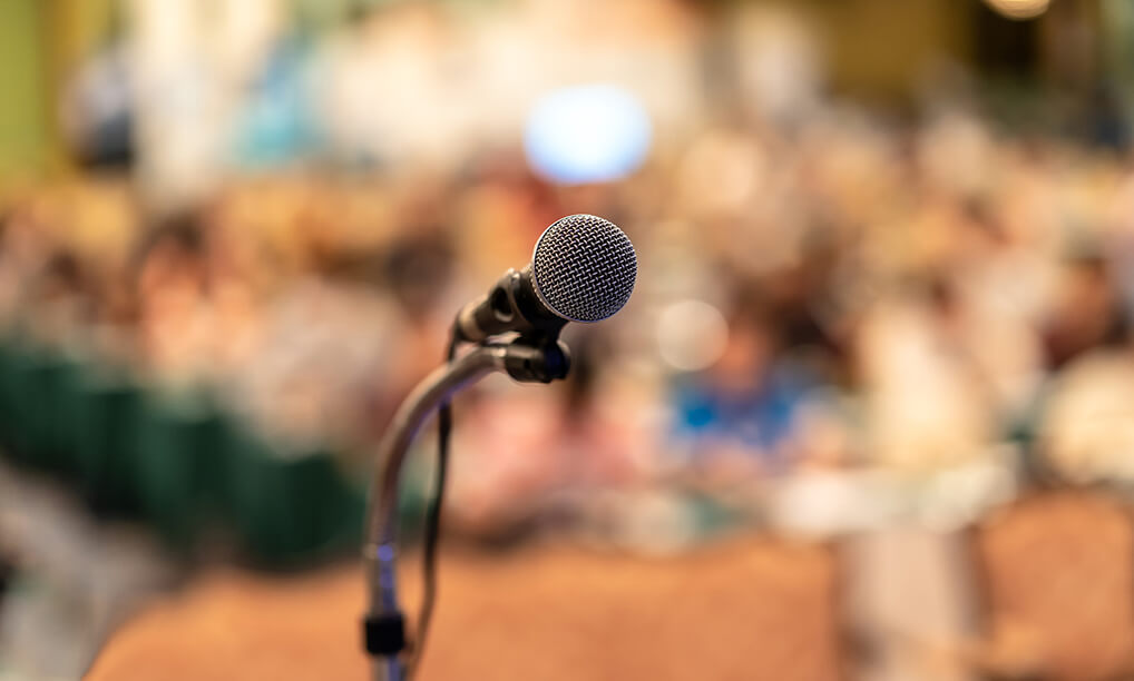 microphone on blurred background