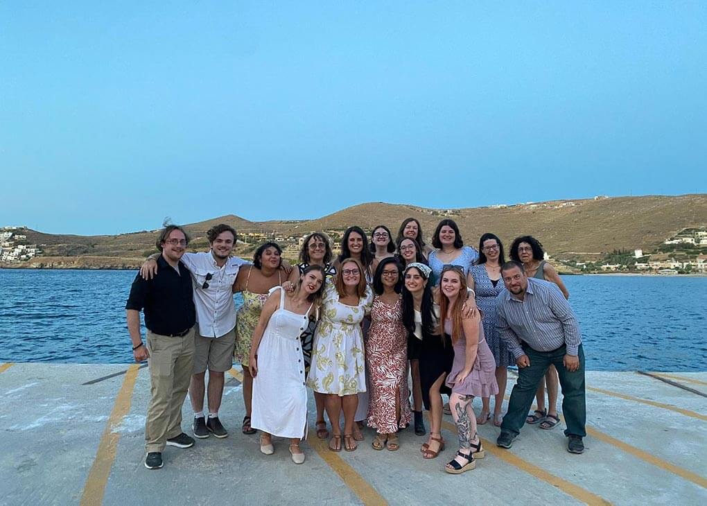group of people on greek island