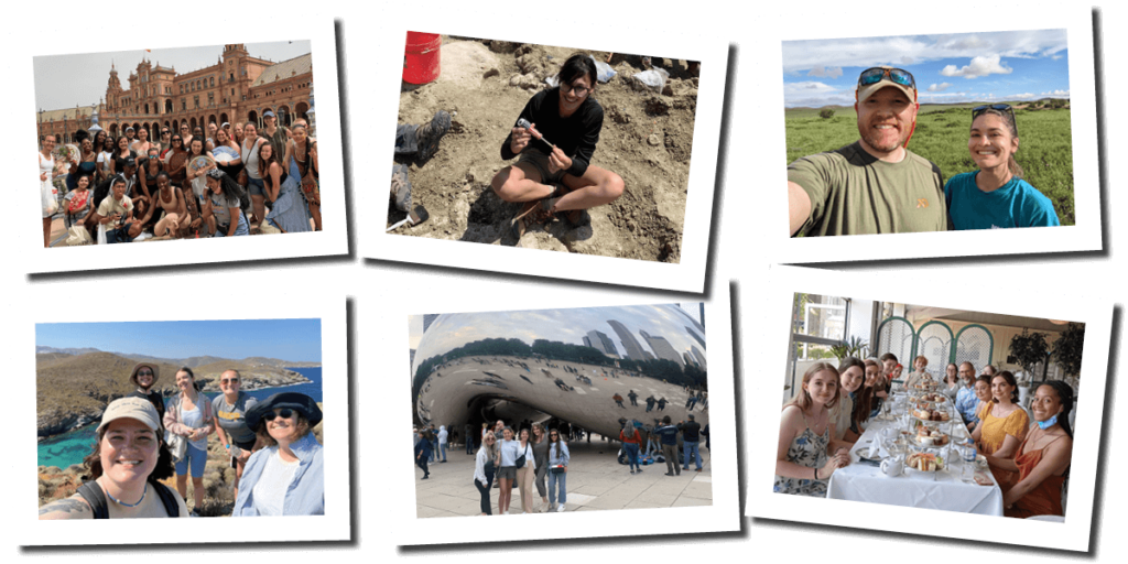 snapshots of students traveling