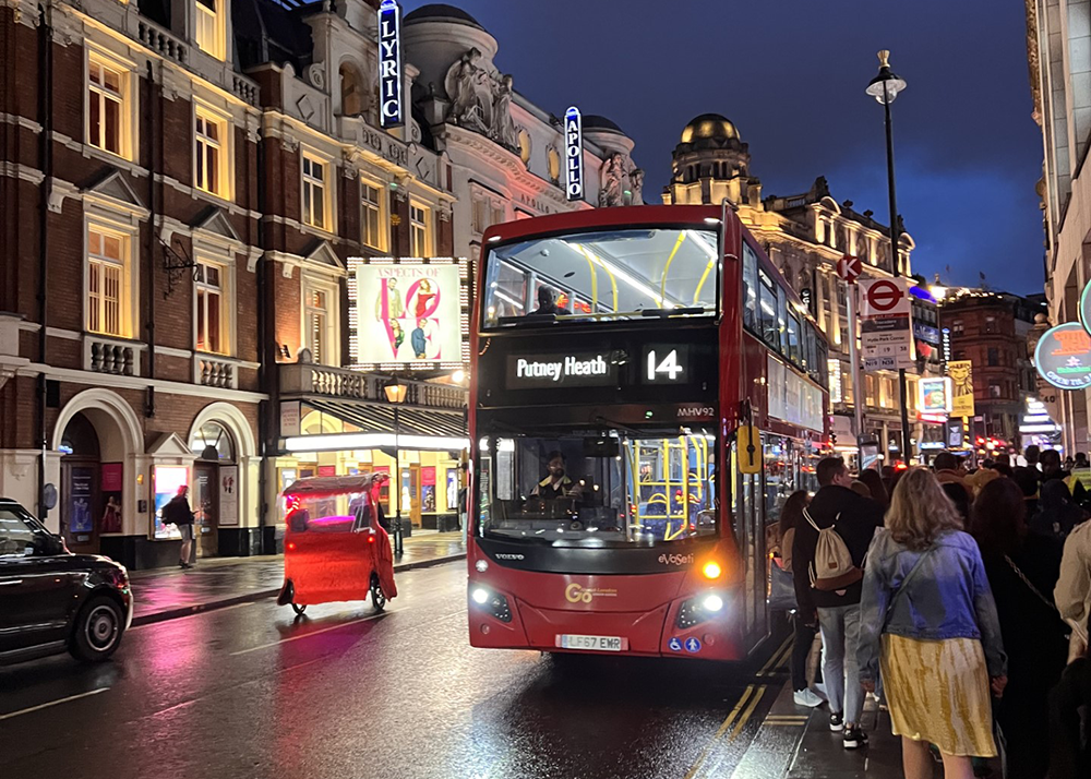 red double-decker bus on London streets