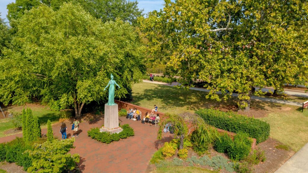 aerial view of Minerva statue