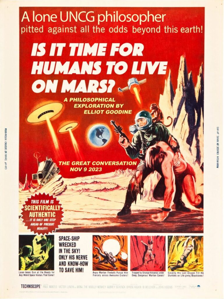 vintage sci-fi style poster for this event