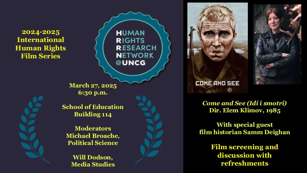 Flyer for the event, "2024-25 International Human Rights Film Series"