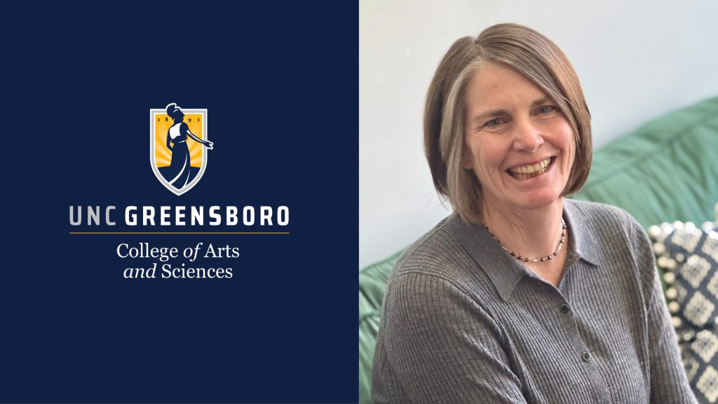 Kelly Joyce headshot with College of Arts & Sciences logo