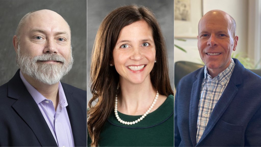 Headshots of Zarecki, Petersen, and Russell