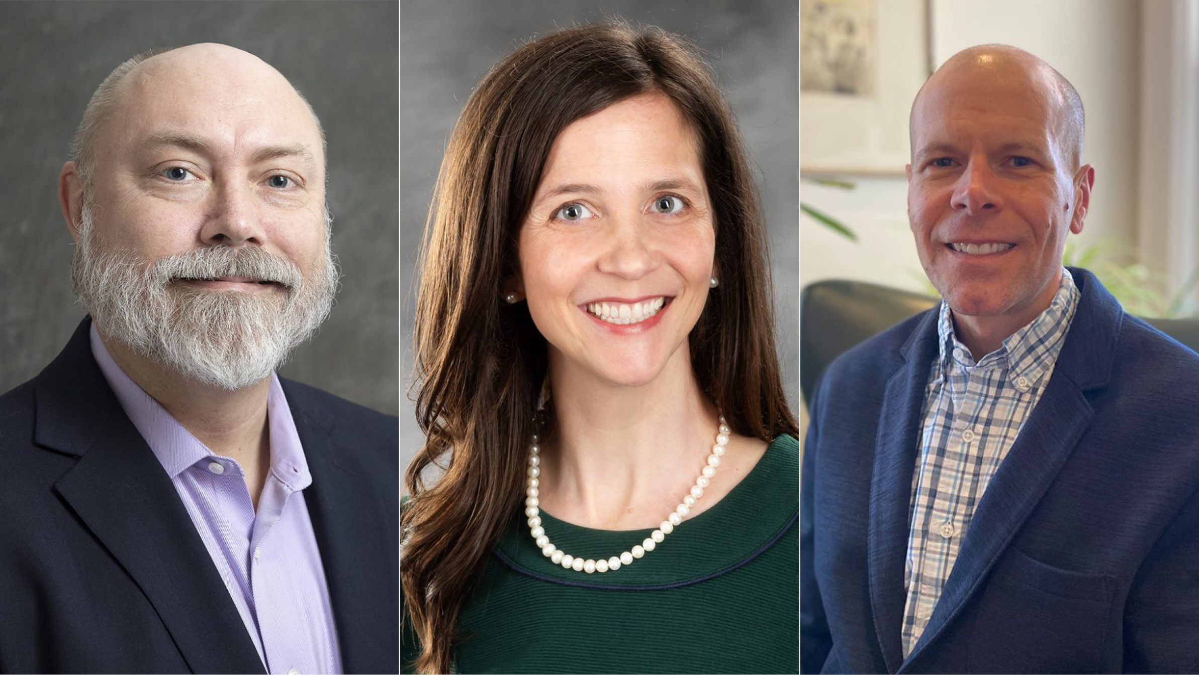 Headshots of Zarecki, Petersen, and Russell