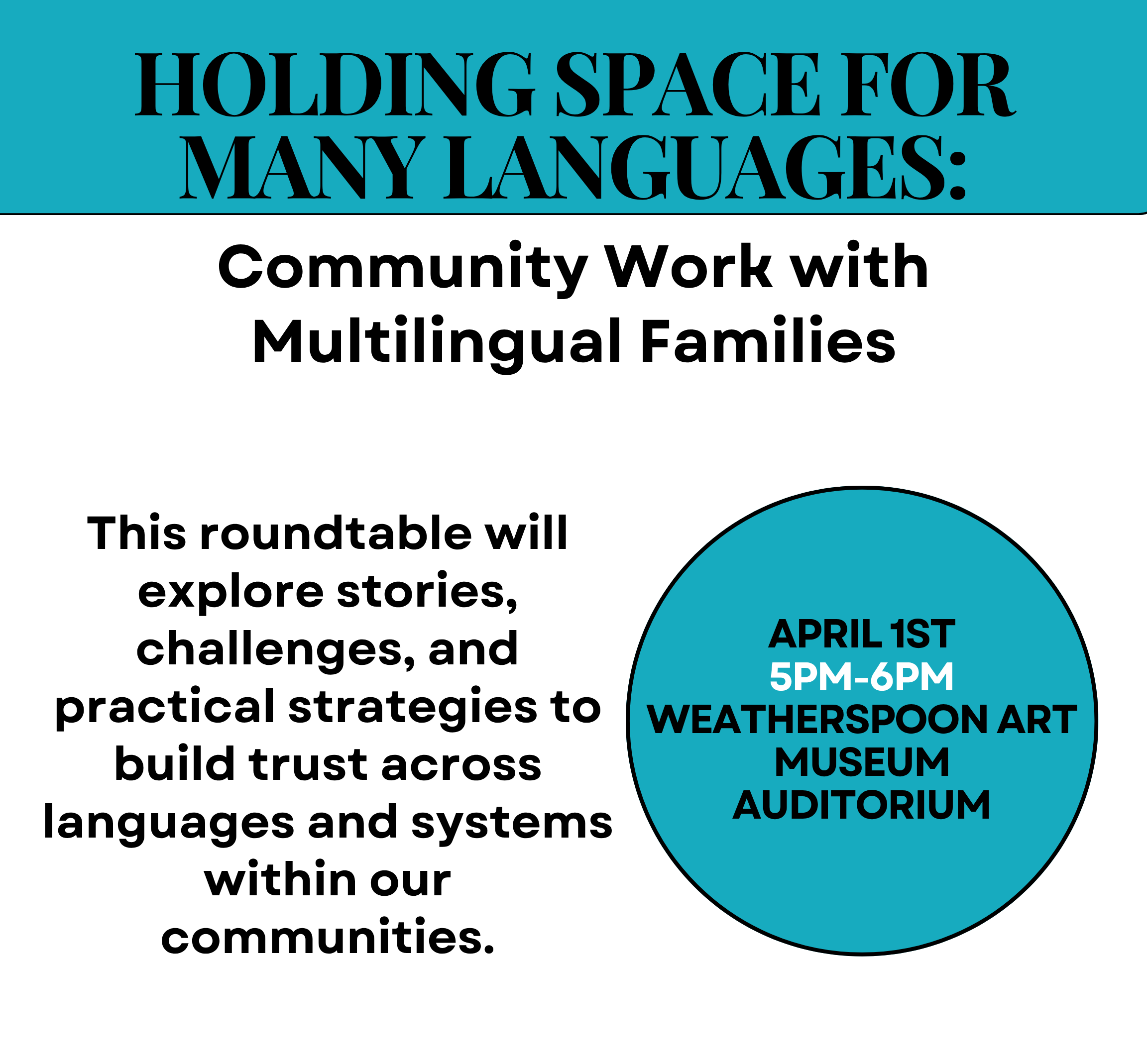 April 2026 roundtable discussion “Holding Space for Many Languages: Community Work With Multilingual Families”