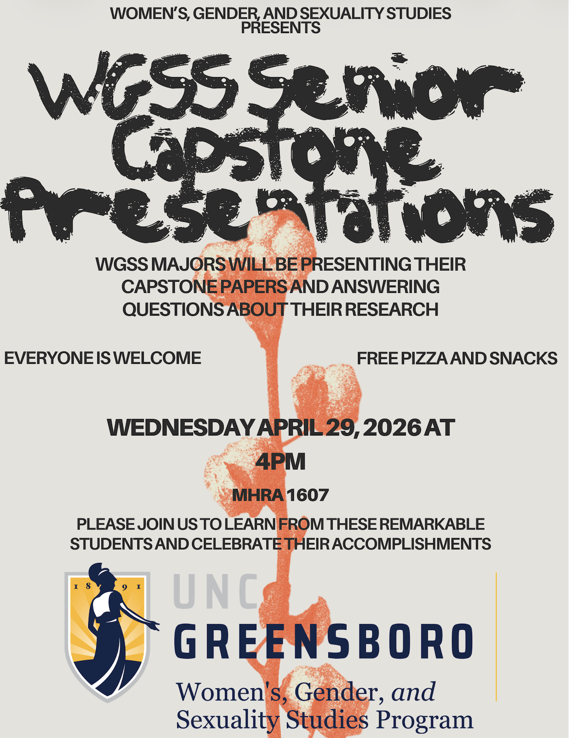 poster for the Spring 2026 WGSS Senior Capstone Presentations