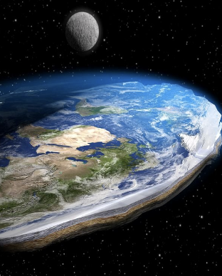 An AI-generated image of a flat Earth