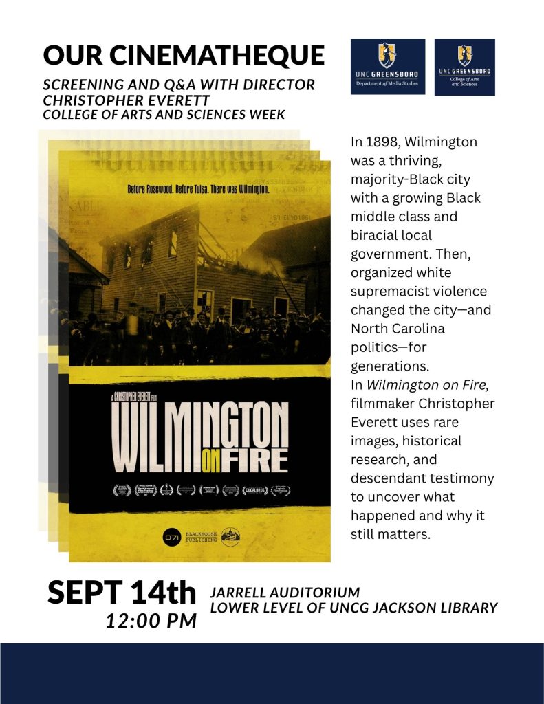 poster for the September 14, 2026 film screening of "Wilmington on Fire"